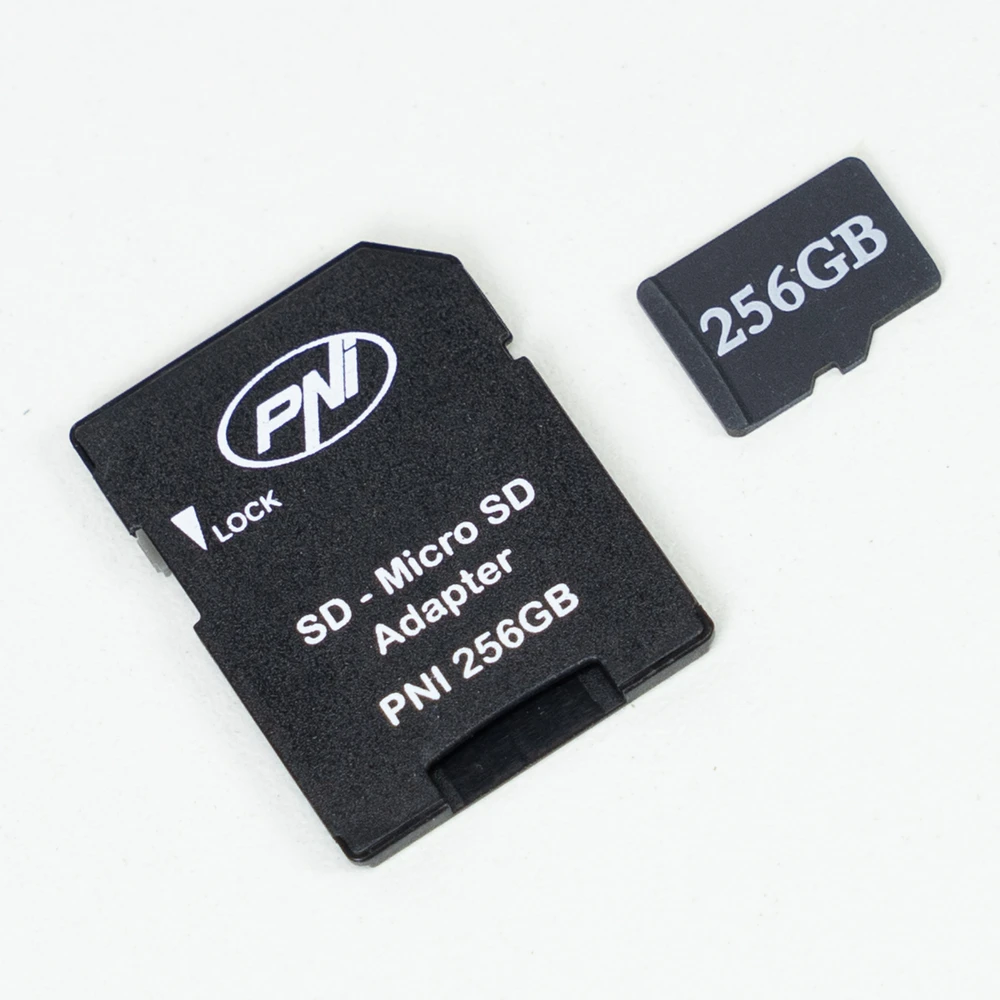 PNI 256GB „MicroSD“ atminties kortelė su SD adapteriu, 10 klasė, 80 Mb/s, V30