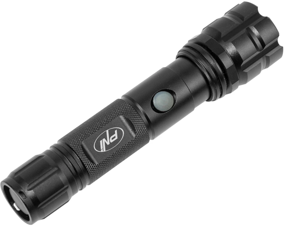 PNI Adventure F10 aliumininis žibintuvėlis su 6W LED, 500lm, iki 200m fokusavimu, su baterija ir PNI CHG300 maitinimo adapteriu su USB C prievadu, QC3.0, PD3.0, PPS ir USB-A prievadu, 30W
