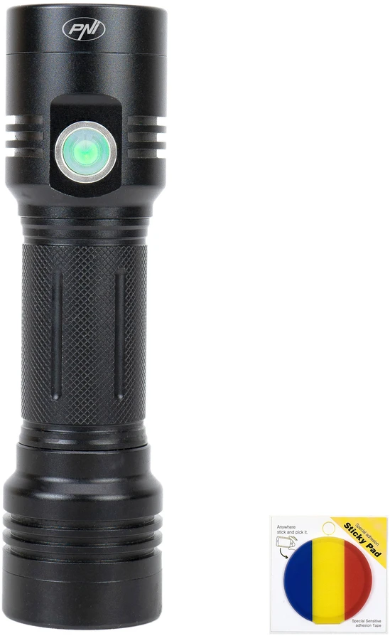 PNI Adventure F200 aliumininis dvigubas žibintuvėlis su LED, 4000mAh baterija ir pridedamu „Sticky Pad Flag“