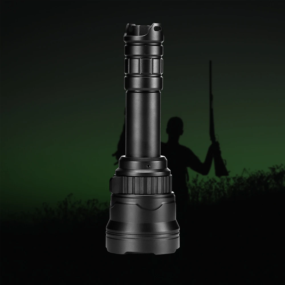 PNI Adventure F300 LED žibintuvėlis, 3 spalvos: balta, raudona, žalia, atstumas 500 m, šviesos srautas 540 lm, 18650 3000mAh baterija komplekte, baterijos įkroviklis komplekte, priartinimo ir šviesos intensyvumo reguliavimo funkcija