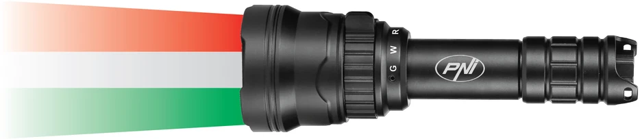 PNI Adventure F300 žibintuvėlio rinkinys su 3 spalvų LED, balta, raudona, žalia, maks. 10W, IPX6 ir pridedamu lipniu vėliavėlės laikikliu