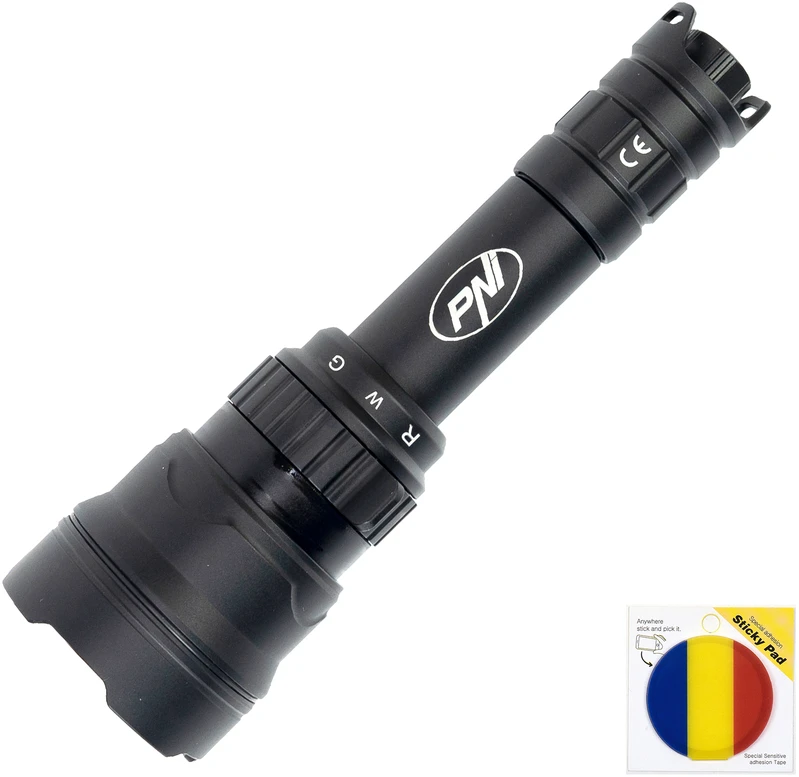 PNI Adventure F300 žibintuvėlio rinkinys su 3 spalvų LED, balta, raudona, žalia, maks. 10W, IPX6 ir pridedamu lipniu vėliavėlės laikikliu