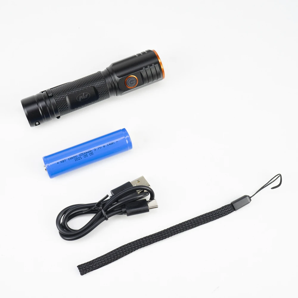 PNI Adventure F650 LED žibintuvėlis su 20W LED, 2000lm, aliuminis, IPX6, baterija pridedama, USB C tipo įkrovimas