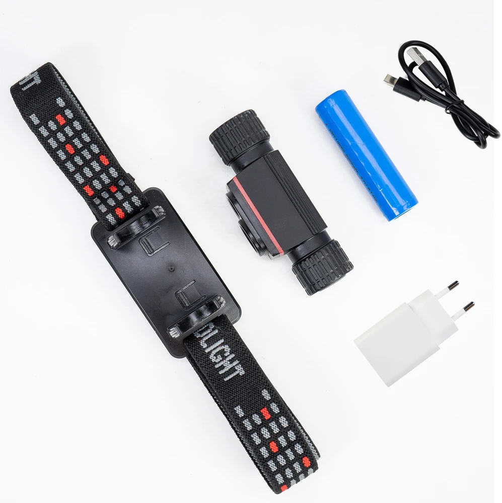 PNI Adventure F80 dvigubas LED galvos žibintuvėlis, 1000 lm, 6W, 2200 mAh, IP68, pakuotėje yra PNI CHG300 maitinimo šaltinis