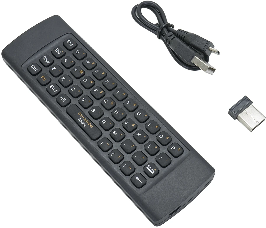 PNI AirFun One IR oro pelė su klaviatūra ir mini QWERTY klaviatūra kompiuteriui, mini PC ir medijos leistuvui