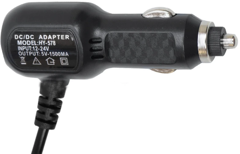 PNI automobilinis įkroviklis su miniUSB lizdu 12V / 24V – 5V 1.5A, laido ilgis 3.5m, skirtas automobiliniam DVR