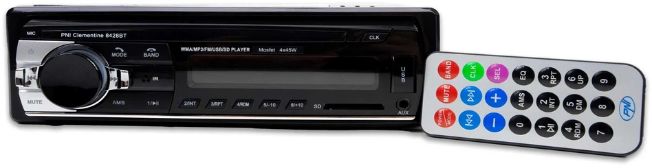 PNI Automobilinis MP3 grotuvas Clementine 8428BT 4x45W 1 DIN su SD, USB, AUX, RCA ir Bluetooth