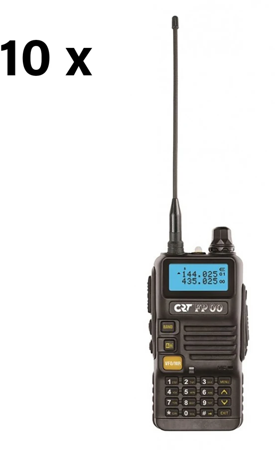 PNI Bax 10bc nešiojama VHF/UHF radijo stotelė CRT FP00 dviejų dažnių 144-146 ir 430-440 MHz juoda, VOX, 128 kanalai, nuskaitymas (Scan), programuojama, žibintuvėlis, FM radijas 76-108 MHz, TOT, retransliatorius