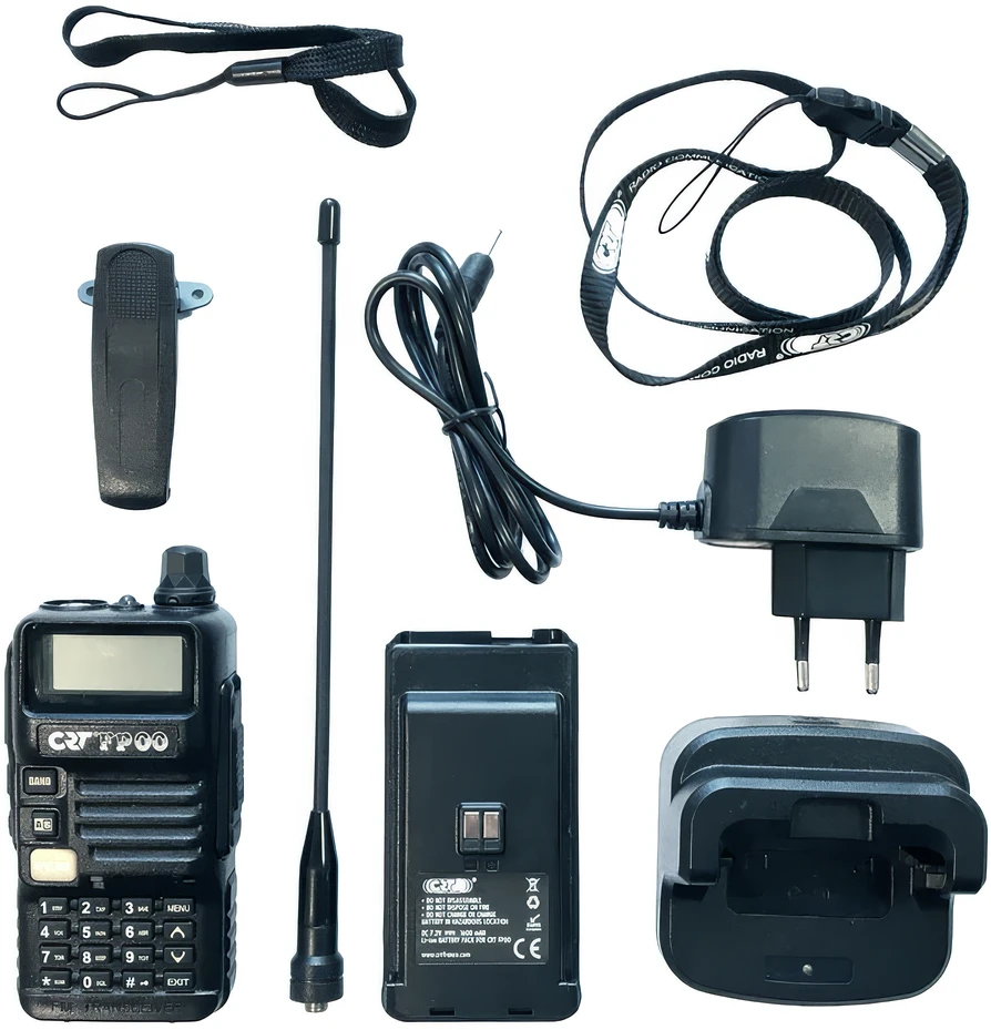 PNI Bax 10bc nešiojama VHF/UHF radijo stotelė CRT FP00 dviejų dažnių 144-146 ir 430-440 MHz juoda, VOX, 128 kanalai, nuskaitymas (Scan), programuojama, žibintuvėlis, FM radijas 76-108 MHz, TOT, retransliatorius