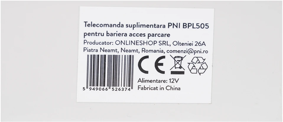 PNI BPL505 papildomas nuotolinio valdymo pultas parkavimo užtvarai