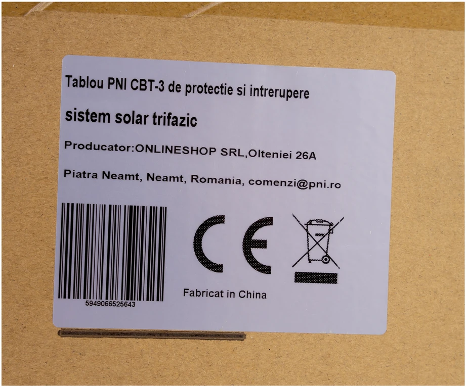 PNI CBT-3 skirstomasis skydas trifazės saulės energijos sistemos apsaugai ir atjungimui