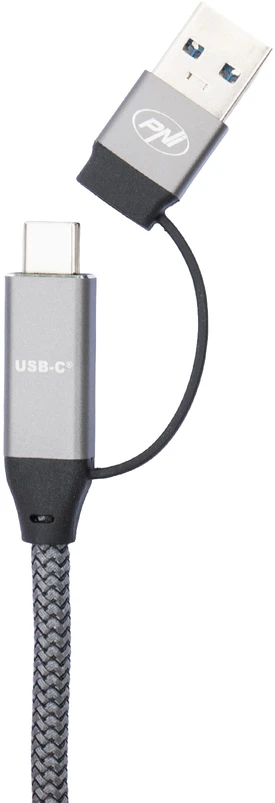 PNI CD600 USB Type-C į Type-C 60W duomenų perdavimo ir įkrovimo laidas + USB Type-C į USB-A adapteris, 1m ilgio