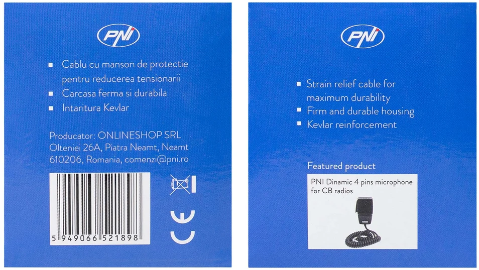 PNI CDS04 4 kontaktų kondensatorinis mikrofonas CB radijo stotelei