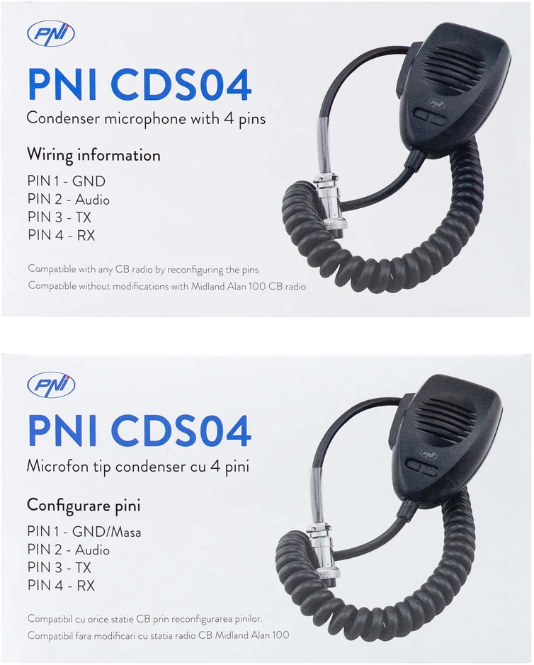 PNI CDS04 4 kontaktų kondensatorinis mikrofonas CB radijo stotelei