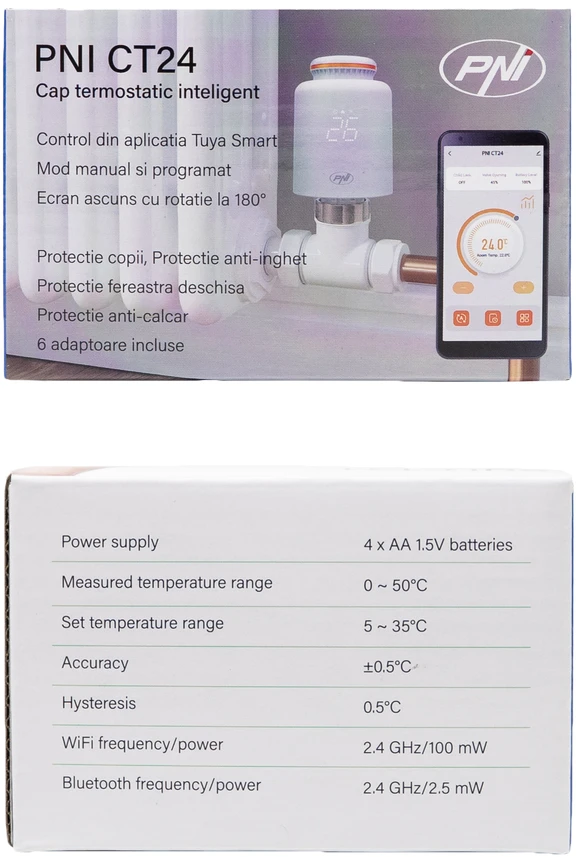 PNI CT24 išmanioji termostatinė galvutė radiatoriui, Tuya Smart mobilioji programėlė
