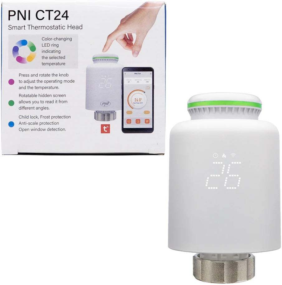 PNI CT24 išmanioji termostatinė galvutė radiatoriui, Tuya Smart mobilioji programėlė