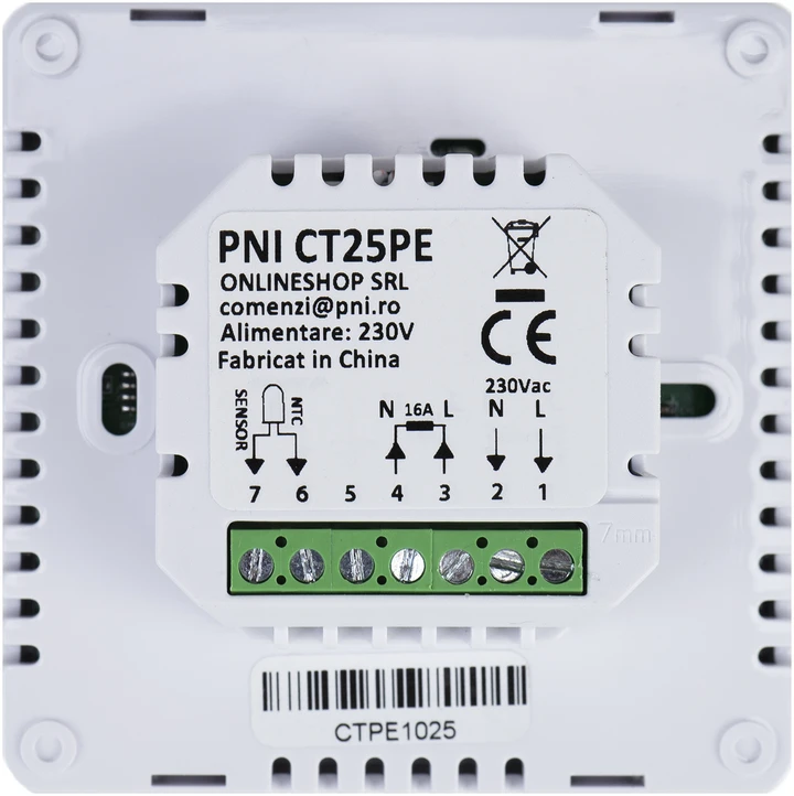 PNI CT25PE išmanusis termostatas su integruotu WiFi, valdymas internetu, elektriniam grindiniam šildymui, Tuya Smart mobilioji programėlė, integravimas į scenarijus ir išmanioji automatizacija su kitais produktais, suderinamais su Tuya, Alexa ir Google Assistant