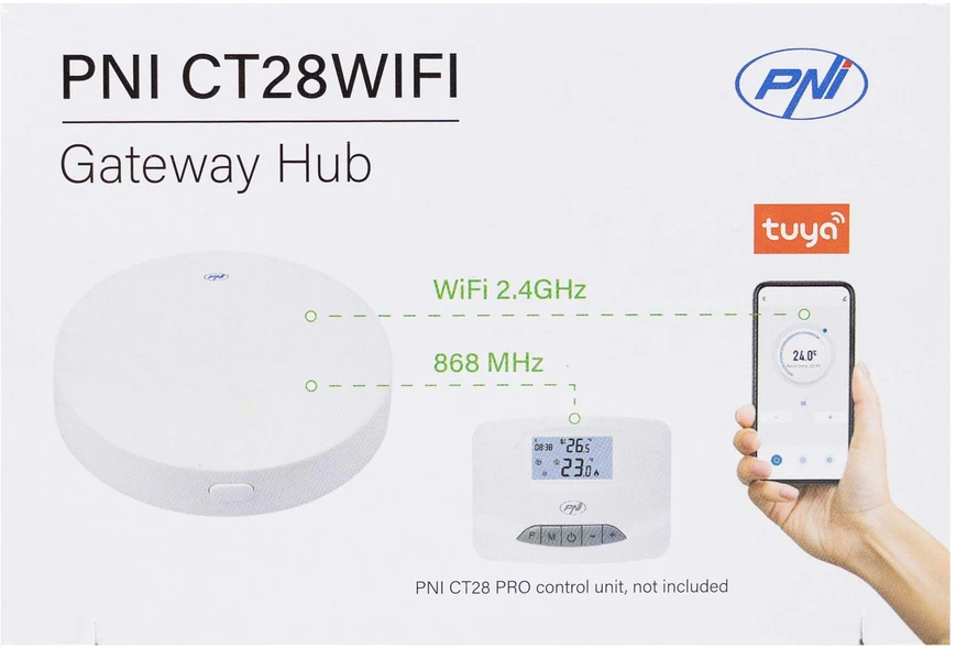 PNI CT28WIFI interneto šakotuvas, skirtas PNI CT28 valdymo moduliui su 8 grindinio šildymo zonomis