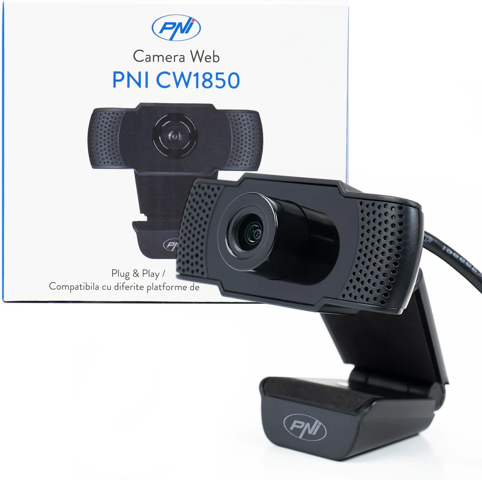 PNI CW1850 „Full HD“ internetinė kamera, USB jungtis, tvirtinimo spaustukas, integruotas mikrofonas