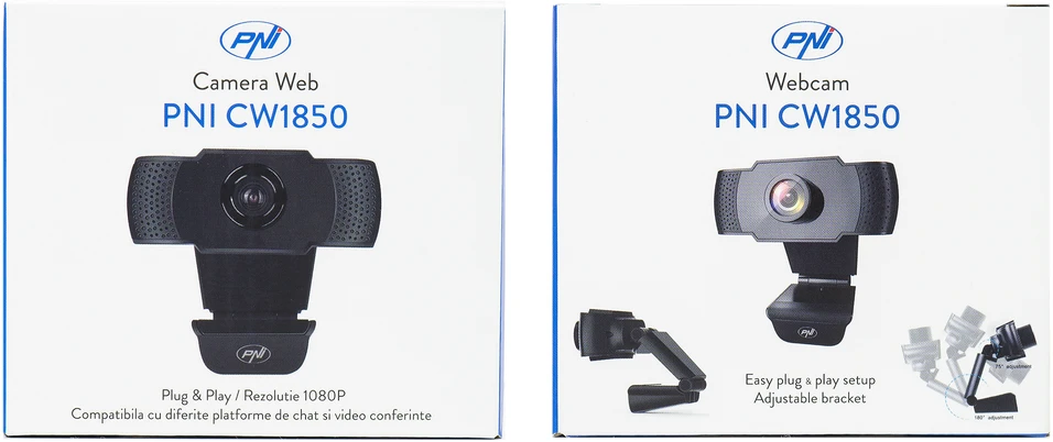 PNI CW1850 „Full HD“ internetinė kamera, USB jungtis, tvirtinimo spaustukas, integruotas mikrofonas