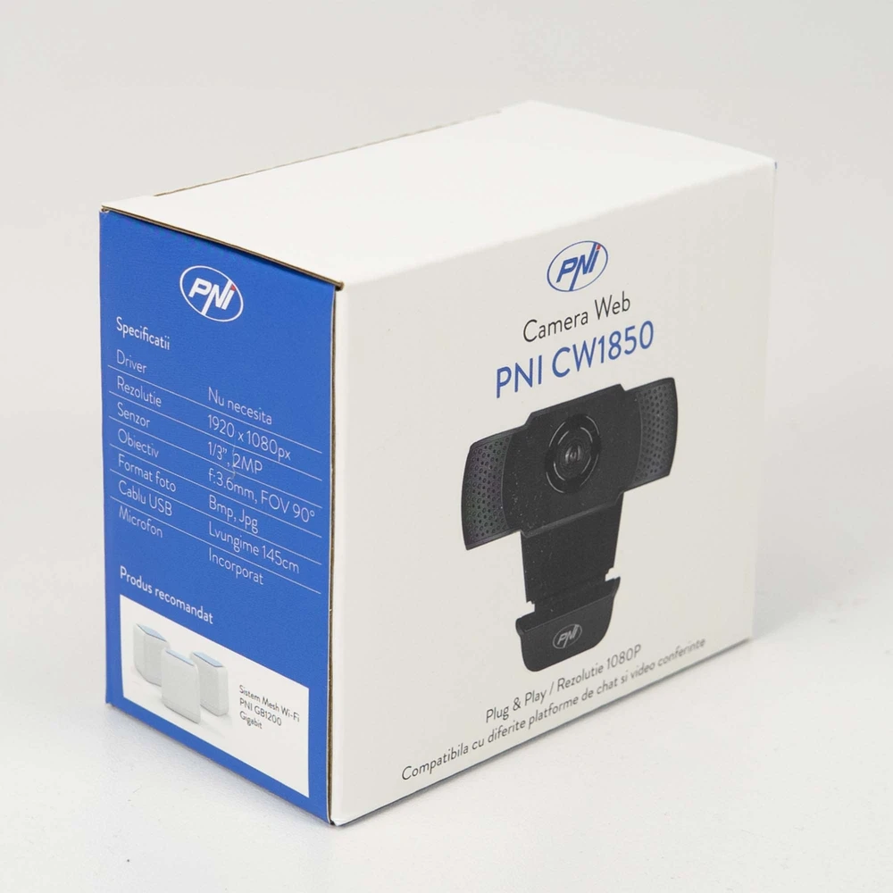 PNI CW1850 „Full HD“ internetinė kamera, USB jungtis, tvirtinimo spaustukas, integruotas mikrofonas