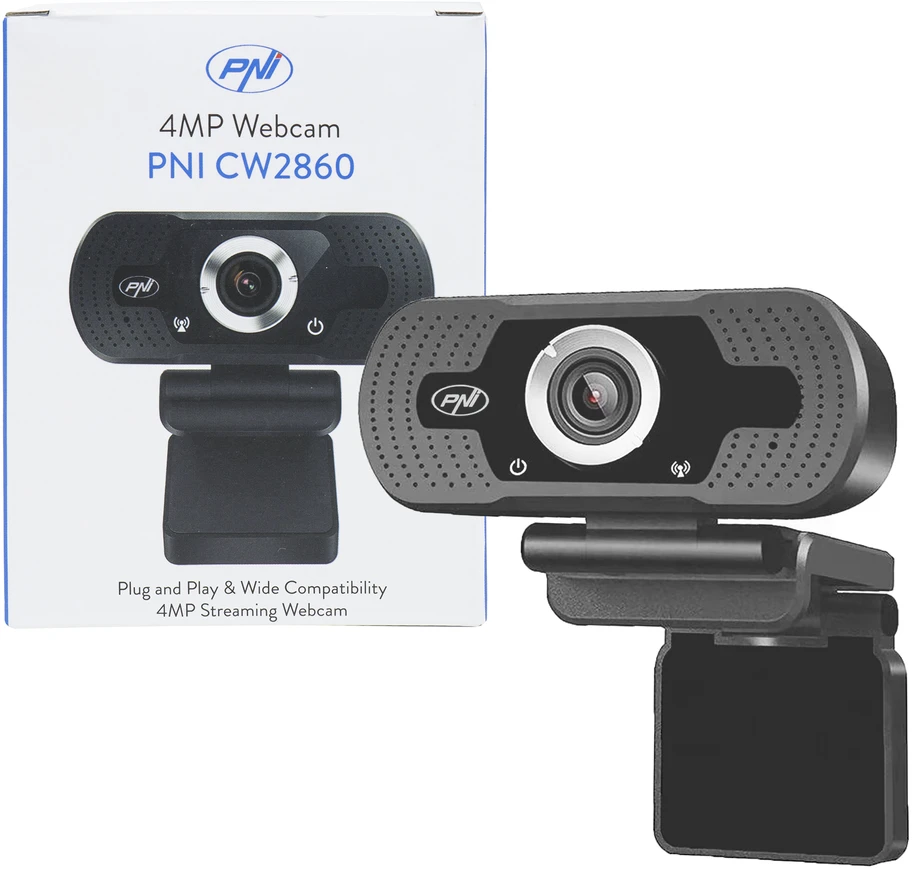 PNI CW2860 Full HD 4MP internetinė kamera, USB, tvirtinimas spaustuku, integruotas mikrofonas, prijungimas prie kompiuterio / nešiojamojo kompiuterio, @ 30 kadrų/s, automatinis spalvų koregavimas