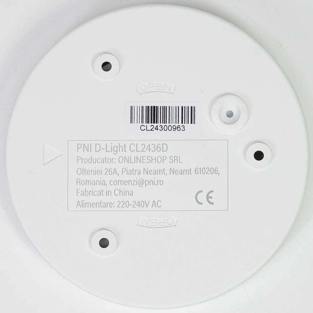 PNI D-Light CL2436D 36W LED lubinis šviestuvas, reguliuojamas, su nuotolinio valdymo pulteliu, apvalus 41 cm, 3000K-6500K, 230V maitinimo šaltinis, 3600 lm, baltas