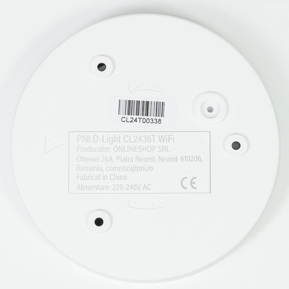 PNI D-Light CL2436T Wi-Fi LED lubinis šviestuvas, RGBW, 36W, reguliuojamas, apvalus 41 cm, 3000K-6500K, 230V maitinimo šaltinis, 3600 lm, baltas, valdomas per Tuya programėlę