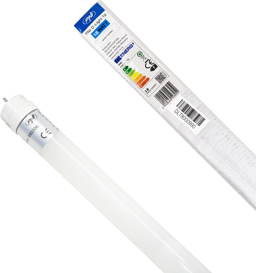 PNI D-Light T8 18W stiklinis LED vamzdis, ilgis 120cm, 1850lm, 6400K, šaltai balta šviesa, IP65