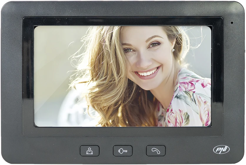 PNI DF930 vaizdo telefonspynė su 1 monitoriumi, 7 colių LCD ekranu, 800×480, elektromagnetinės spynos išvestimi, juoda