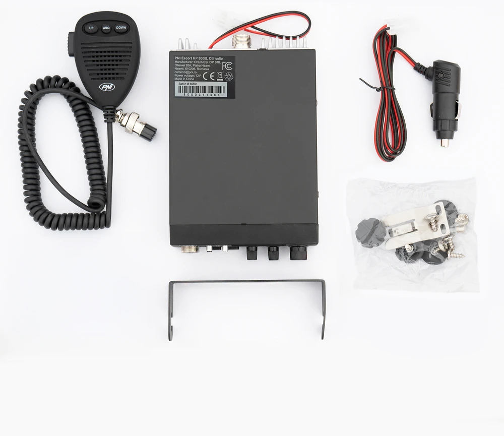 PNI Escort CB radijo stotelė HP 8000L su reguliuojamu ASQ, 12V, 4W, užraktu, pridedamas cigarečių degiklio kištukas
