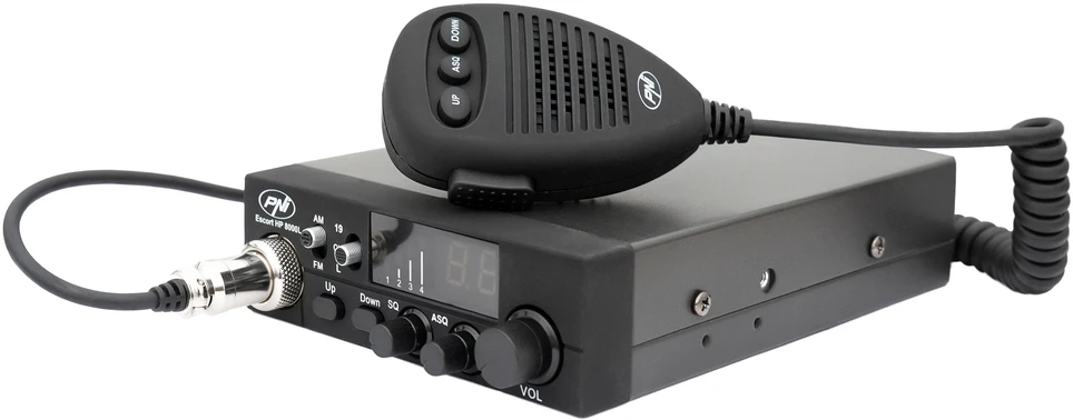 PNI Escort CB radijo stotelė HP 8000L su reguliuojamu ASQ, 12V, 4W, užraktu, pridedamas cigarečių degiklio kištukas