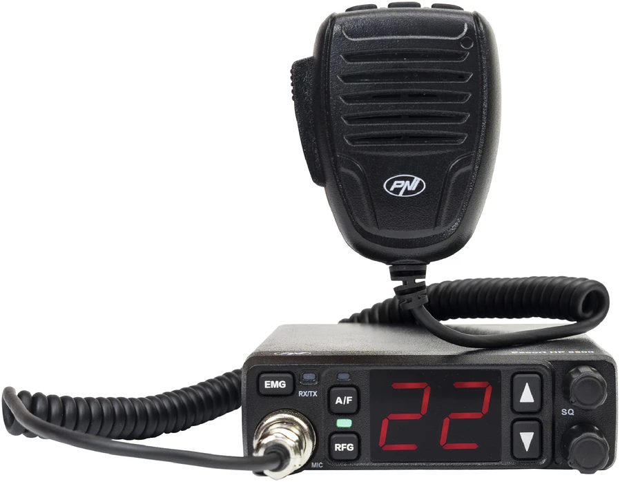 PNI Escort HP 5500 CB radijo stotelė, multistandartinė, 4W, AM-FM, 12V/24V, ASQ, RF Gain, komplekte yra cigarečių degiklio kištukas