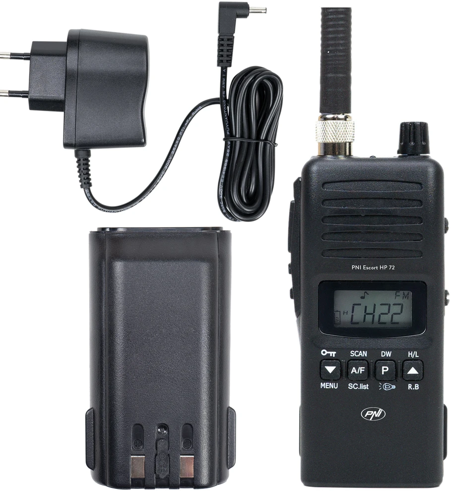 PNI Escort HP 72 CB radijo stoties komplektas su maitinimo adapteriu ir PNI Extra 48 antena