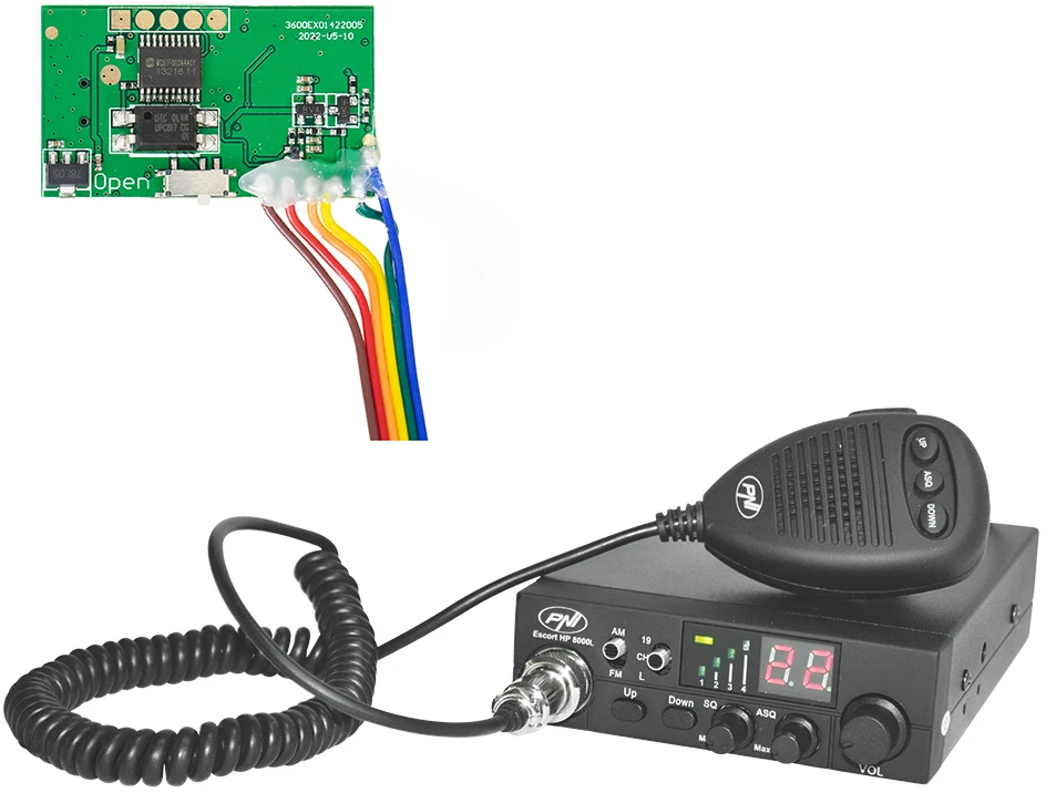 PNI Escort HP 8000L CB radijo stoties komplektas ir PNI ECH01 aido bei „roger beep“ modulis