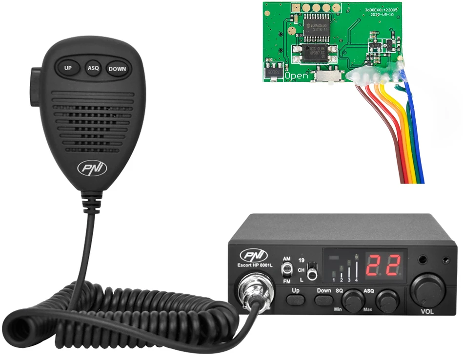 PNI Escort HP 8001L CB radijo stoties rinkinys ir PNI ECH01 aido bei „roger beep“ modulis
