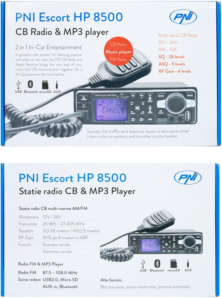 PNI Escort HP 8500 ASQ CB ir MP3 radijo stotelė su HS81 ir HS71 ausinėmis