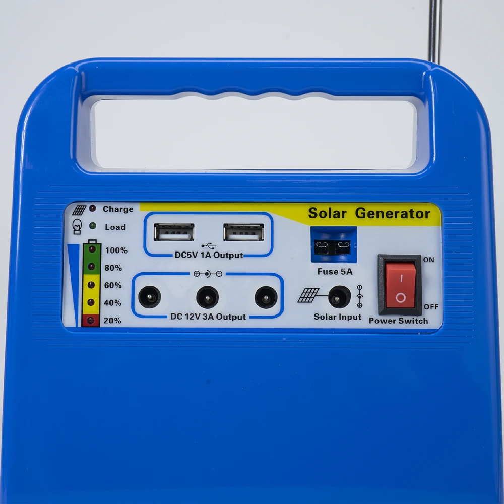 PNI GreenHouse H01 30W saulės fotovoltinė sistema su 12V / 7Ah akumuliatoriumi, USB / radiju / MP3, 2 LED lemputėmis