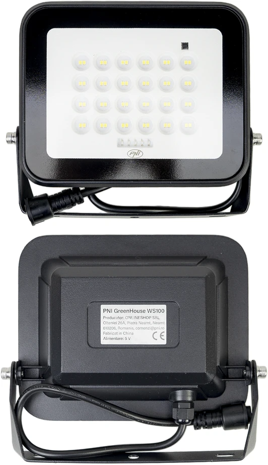 PNI GreenHouse WS100 100W LED prožektorius su saulės baterija, 10000mAh akumuliatoriumi, nuotolinio valdymo pulteliu, reguliuojamu laikmačiu ir ryškumu, 6500 K, IP65