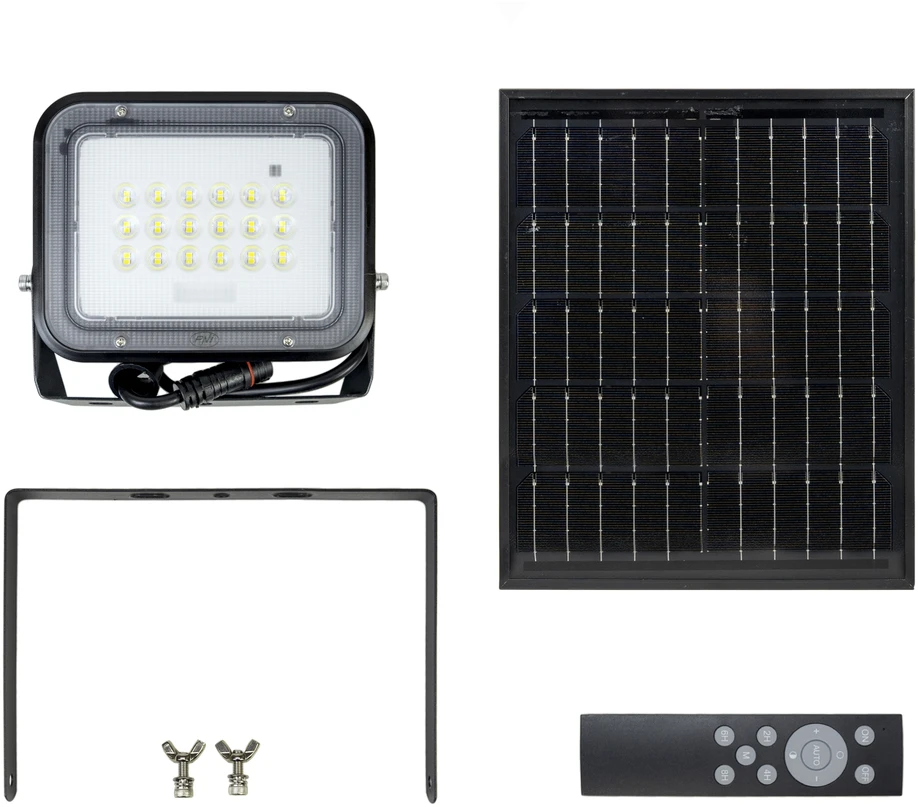 PNI GreenHouse WS50 50W LED prožektorius su saulės baterija, 6000mAh akumuliatoriumi, nuotolinio valdymo pulteliu, reguliuojamu laikmačiu ir ryškumu, 6500 K, IP65