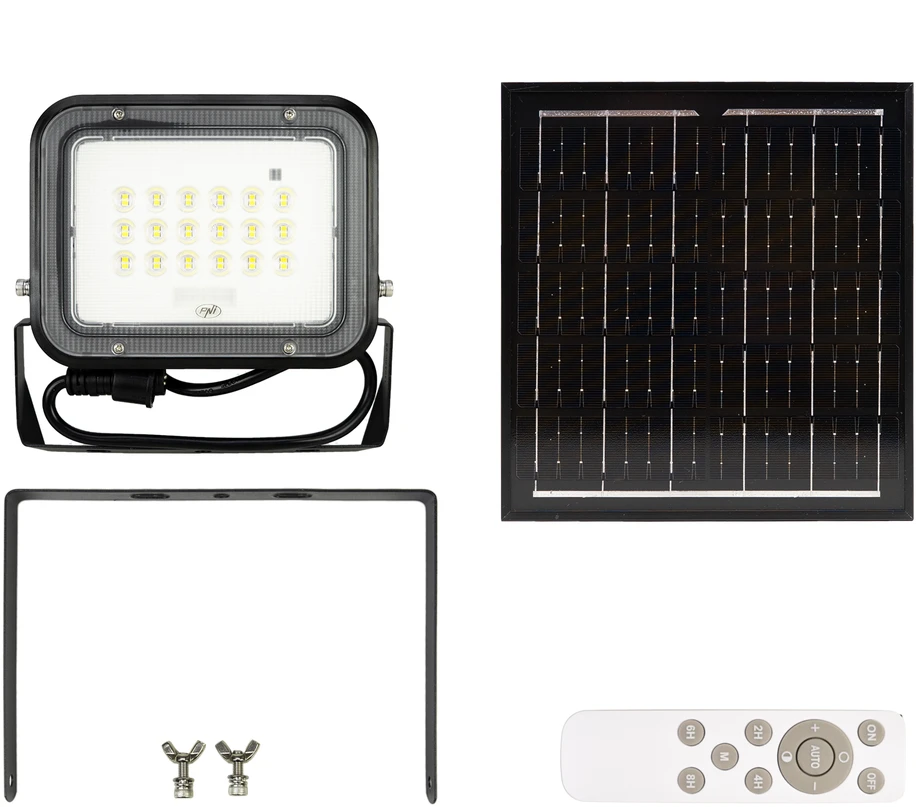 PNI GreenHouse WS50 PRO 50W LED prožektorius su 6W saulės baterija, 5000mAh akumuliatoriumi, 800lm, nuotolinio valdymo pulteliu, laikmačiu ir reguliuojamu ryškumu, 6500 K, IP65