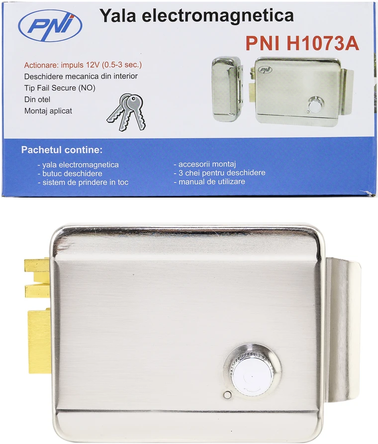 PNI H1073A elektromagnetinė sklendė iš plieno su „Fail Secure“ funkcija, NO