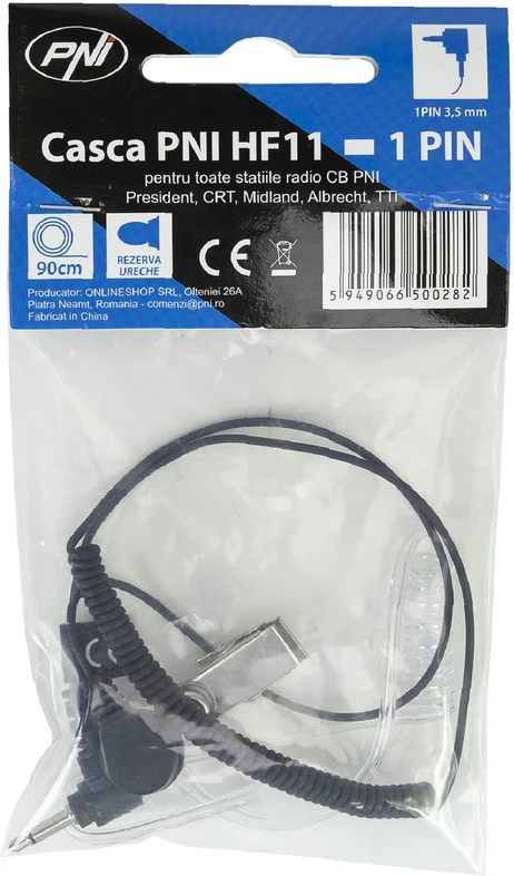 PNI HF11 ausinės su 1 kontaktų 3.5 mm jungtimi, skirtos visoms CB Midland, Albrecht, TTi, PNI radijo stotelėms