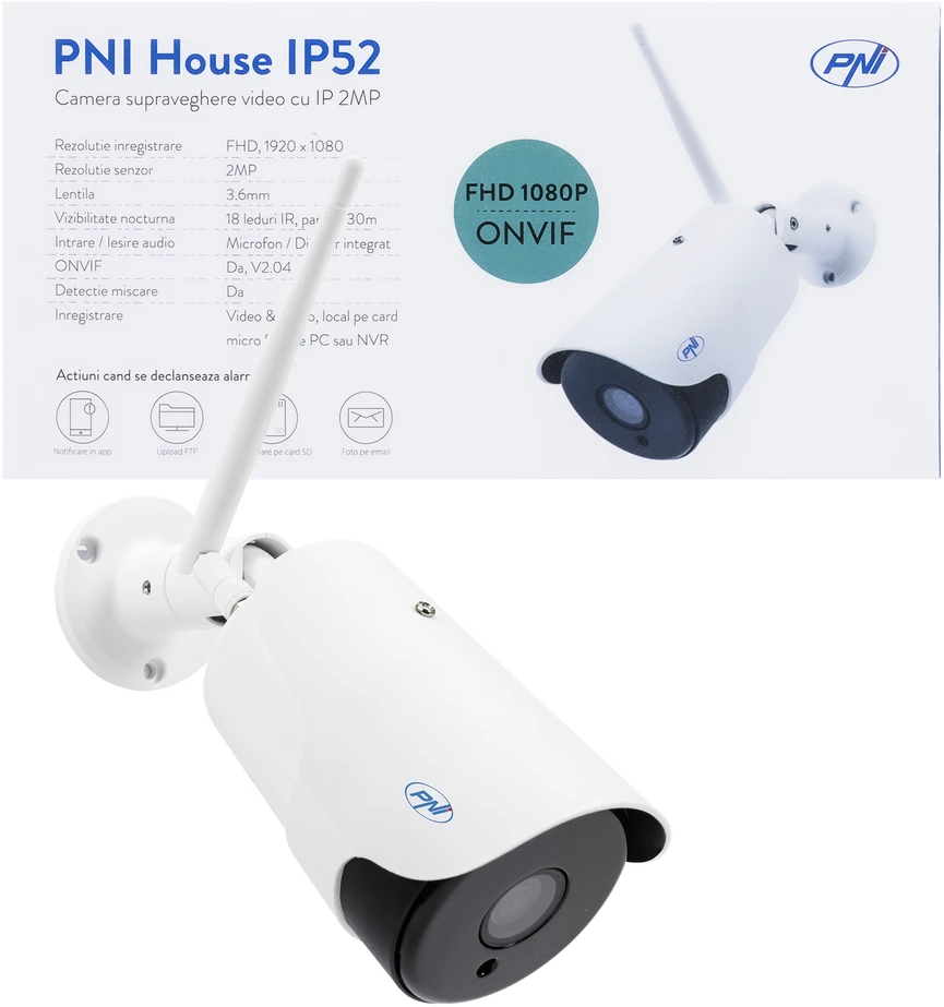 PNI House IP52 2MP 1080P belaidė vaizdo stebėjimo kamera su IP apsauga naudojimui lauke ir viduje, Micro SD lizdu ir naktiniu režimu