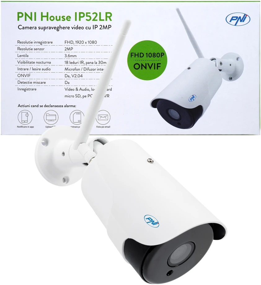 PNI House IP52LR 2MP 1080P belaidė vaizdo stebėjimo kamera su IP apsauga naudojimui lauke ir viduje, Micro SD lizdu bei naktiniu režimu