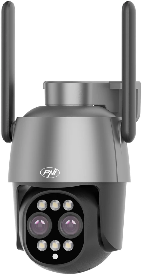 PNI House IP574 vaizdo stebėjimo kamera su „Wi-Fi“, PTZ, dvigubu objektyvu 4MP + 4MP, 10X optiniu priartinimu, IP65