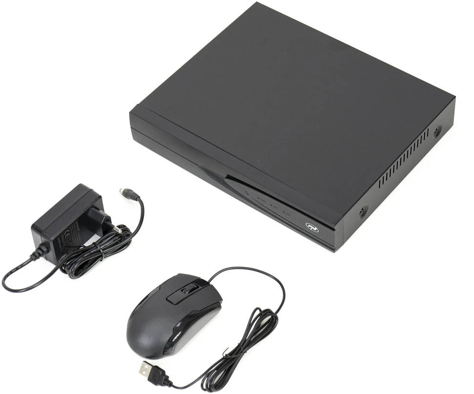 PNI House IP816 NVR rinkinys su 16 PNI IP740 4MP kamerų, maitinimo šaltiniu, komutatoriumi, kabeliais, kištukais ir skirstytuvais