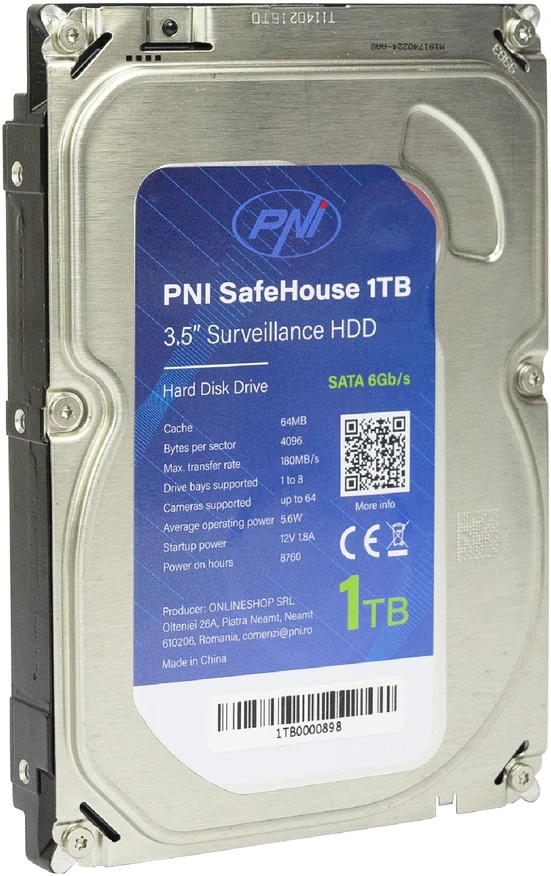 PNI House IPMAX POE 3 vaizdo stebėjimo rinkinys, NVR su 4 POE prievadais ir 4 3MP IP kameromis, lauko ir PNI SafeHouse 1TB HDD komplekte