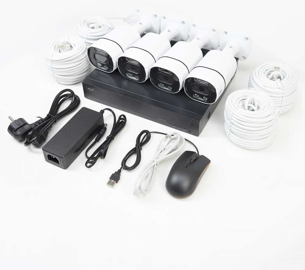 PNI House IPMAX POE 8 vaizdo stebėjimo rinkinys, NVR su 4 POE prievadais ir 4 8MP IP kameromis