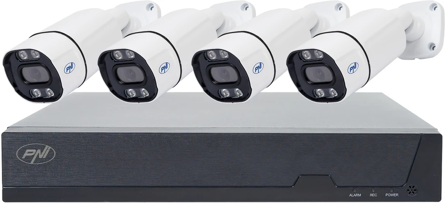 PNI House IPMAX POE 8 vaizdo stebėjimo rinkinys, NVR su 4 POE prievadais ir 4 8MP IP kameromis